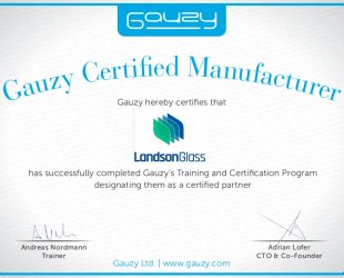 庆祝Landson Glass成功晋级加入世界顶级调光膜Gauzy品牌认证工厂行列